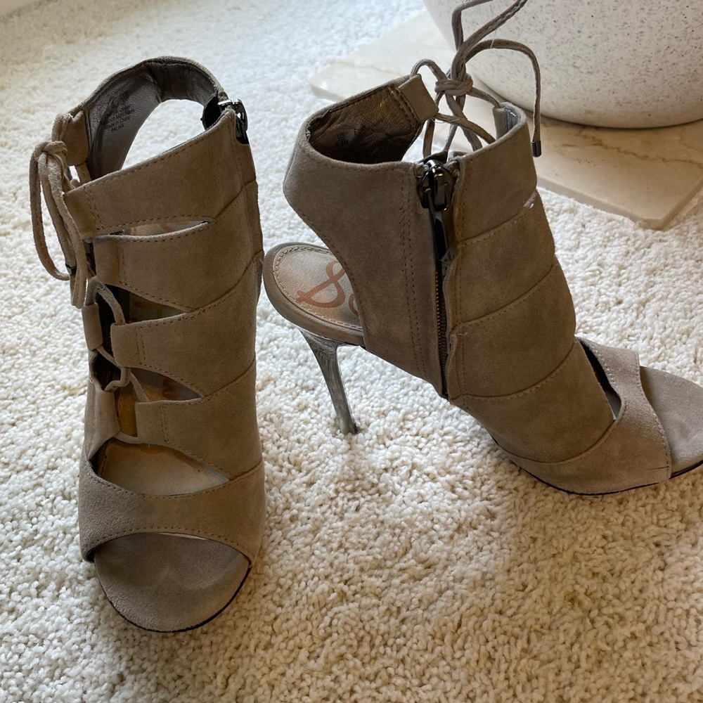 Lace-up Suede Heels by Sam Edelman